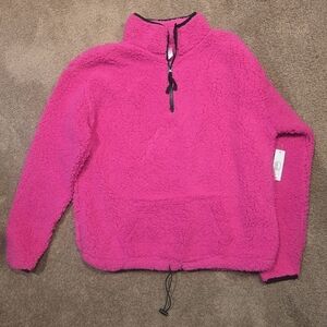 New With Tags- Bright Neon Pink- Tropical Blossom- Sherpa Fleece- Size XL